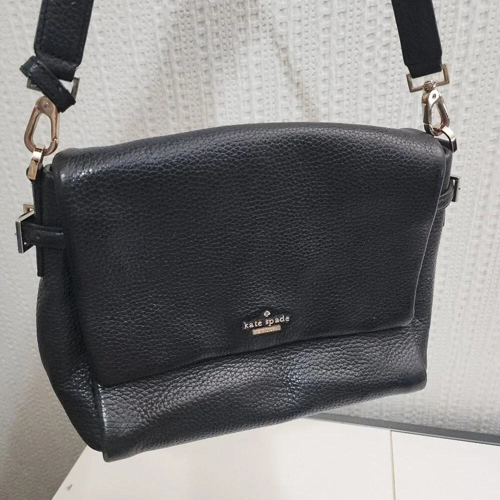 Kate Spade New York Black Pebbled Leather Shoulder Bag Purse